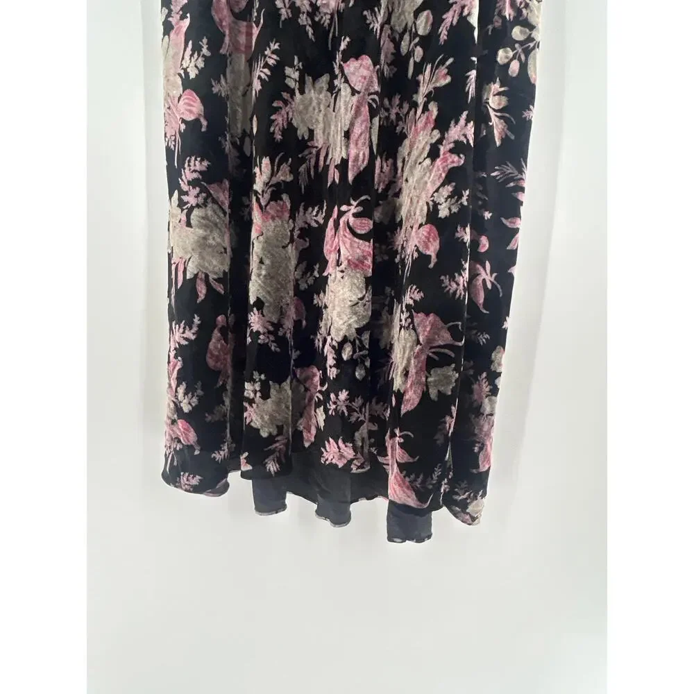 Boston Proper Velvet Floral High Low Skirt Size 12 Fairy Whimsy Dark Romantic